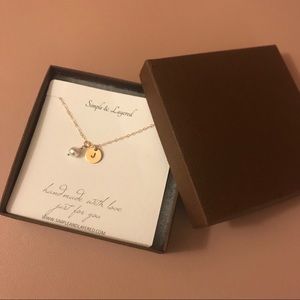 Gold pearl initial necklace